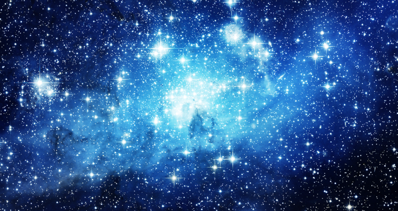 宇宙に青白く輝く星